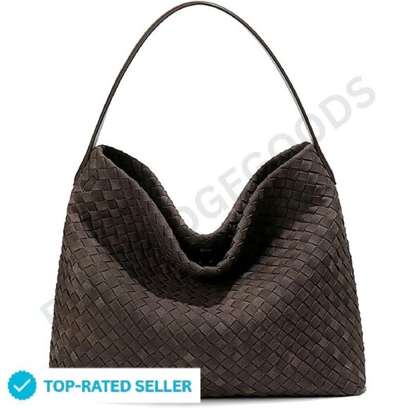 Handbags - Suede Hobo Bag Elegant Shoulder Tote for Work Travel Minimal Chic